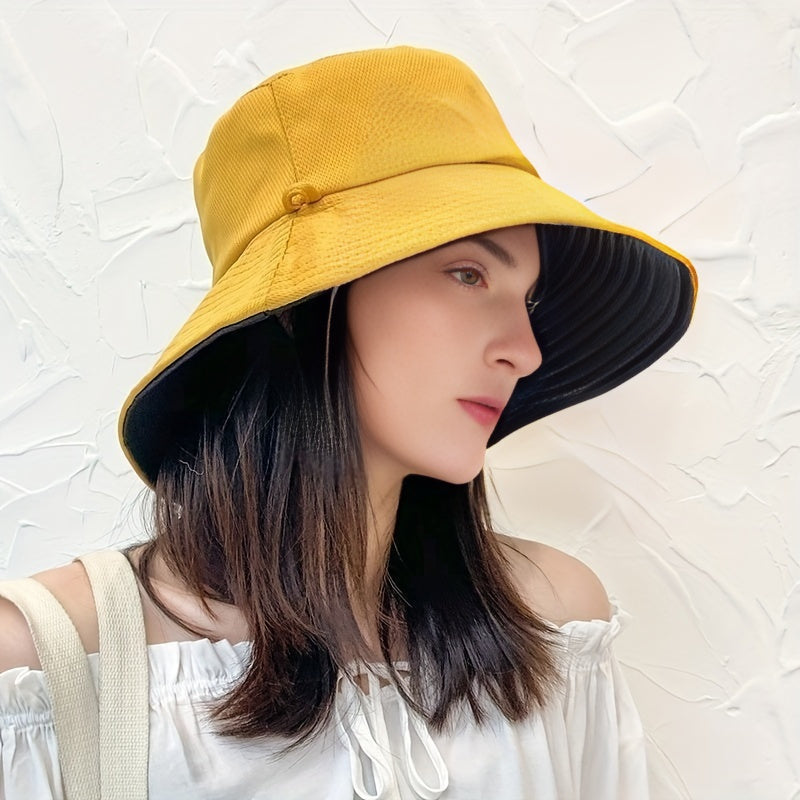 Wide Brim Sun Hat Solid UV Protection Bucket Hat Casual Travel Beach Hats