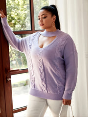 Long Sleeve Cut Out Sweater Medium Stretch