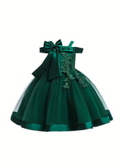 Girls' One Shoulder Formal Dress Beaded Flower Girl Wedding Dress