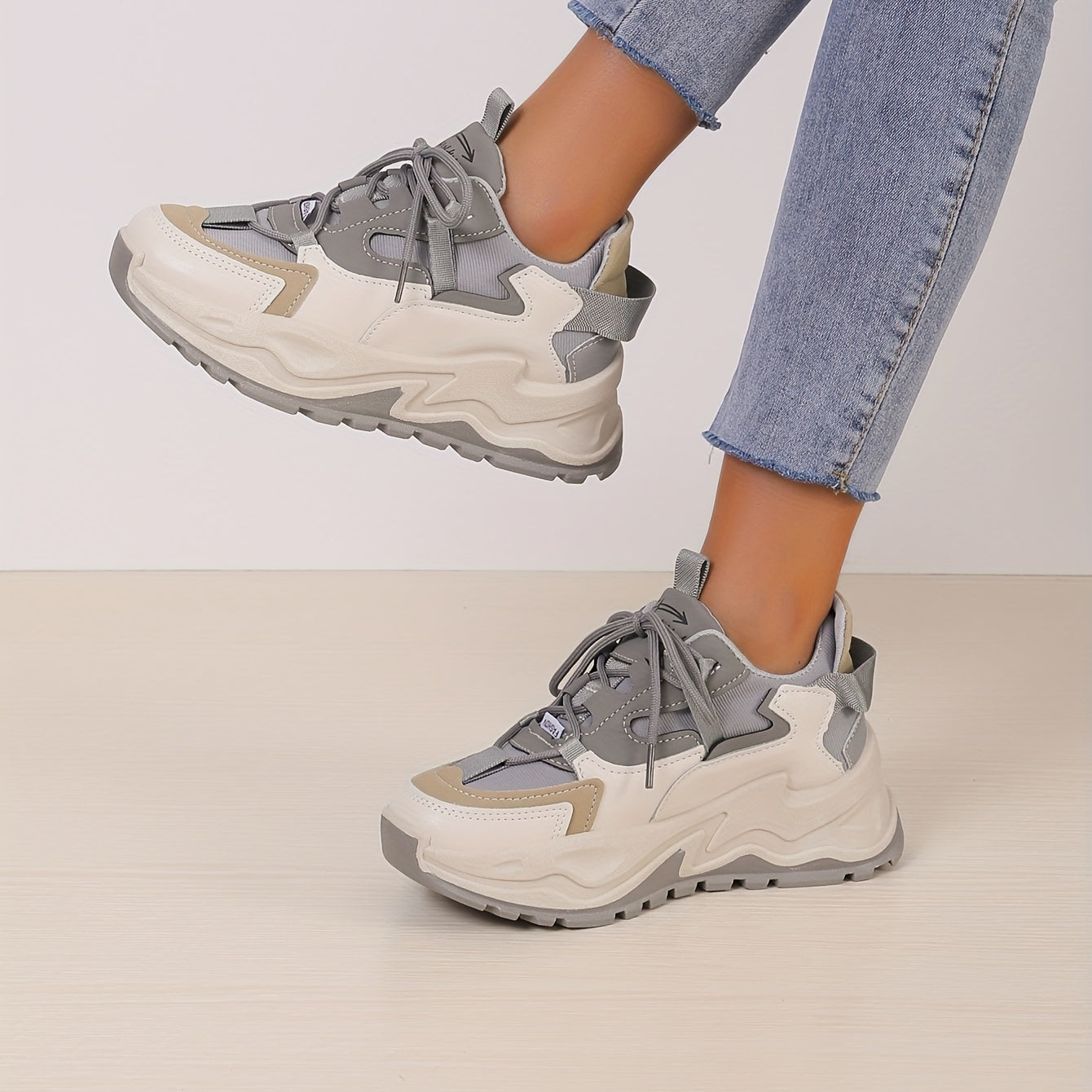 Colorblock Chunky Sneakers Height Increasing Platform Shoes