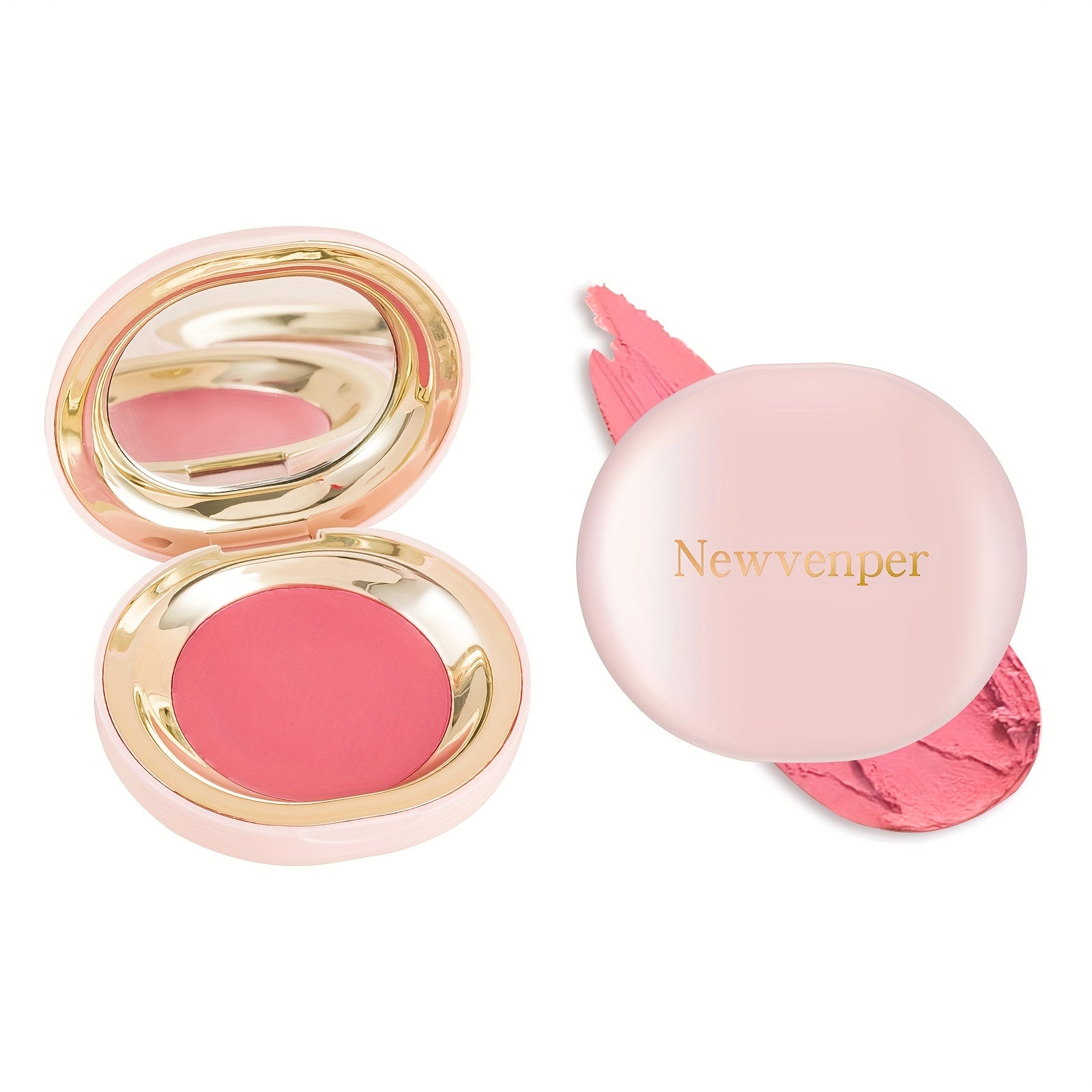 Waterproof 2-in-1 Cream Blush with Mirror for Cheeks Eyes Lips