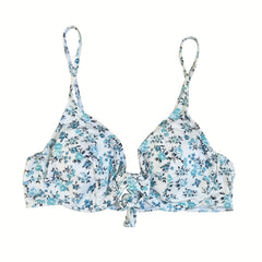 Sexy Bikini Top Women's Plus Ditsy Floral Print Tie Back Beachwear Bra