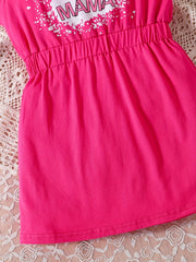 Toddler Girls Sleeveless Leopard Bow Figure Graphic Casual Dress Kids Summer Clo