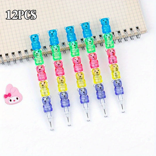 12pcs Stackable Bear Pencils Back to School Supplies Kids Party Favors
