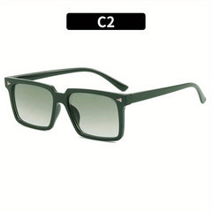 Rectangle Sunglasses Rivet Decor Glasses UV400