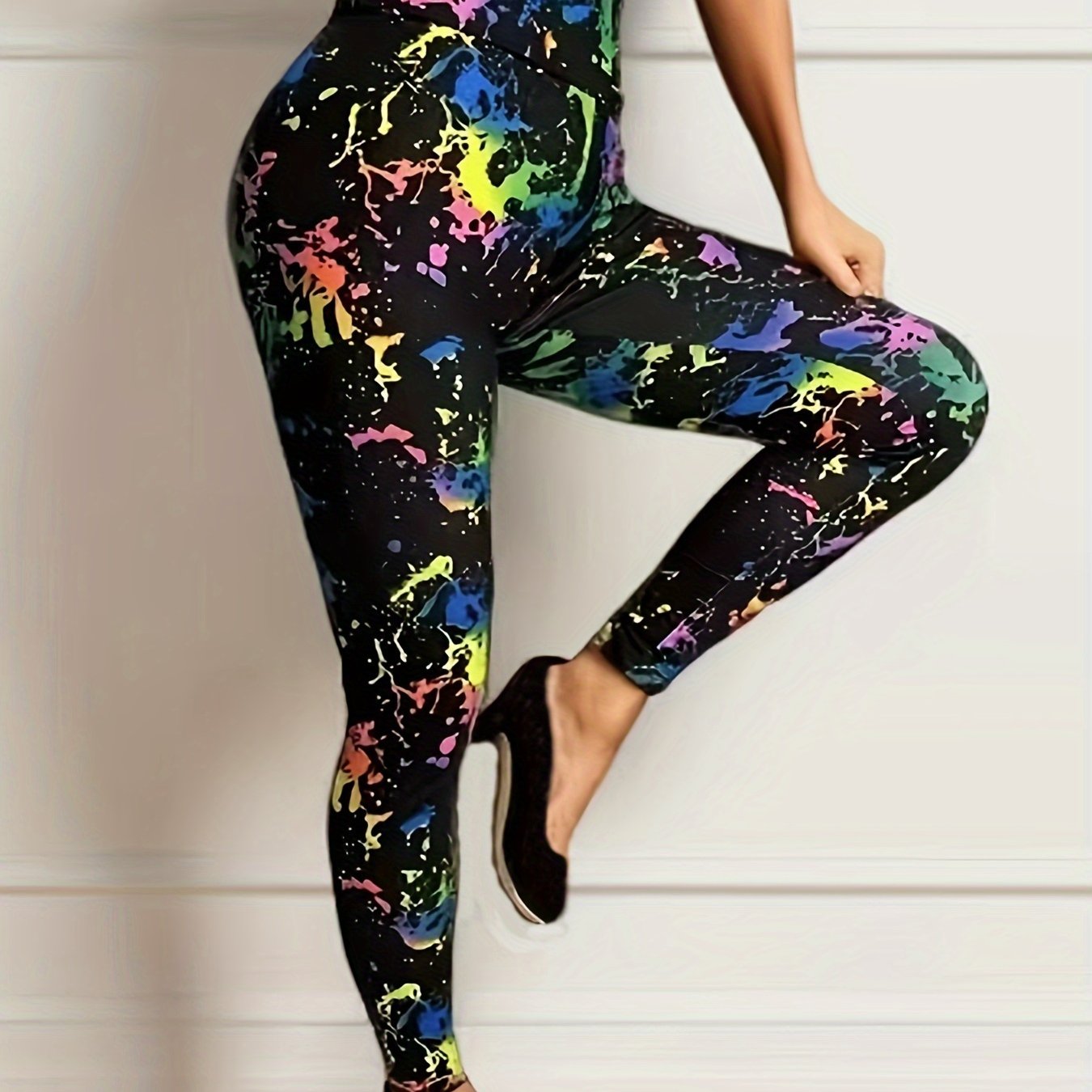 Graffiti Print High Rise Leggings