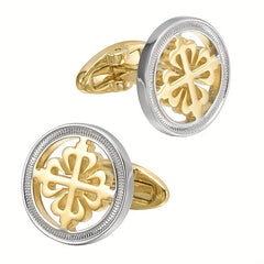 Copper Two Tone Hollow Flower Cufflinks Wedding Suit Accessories