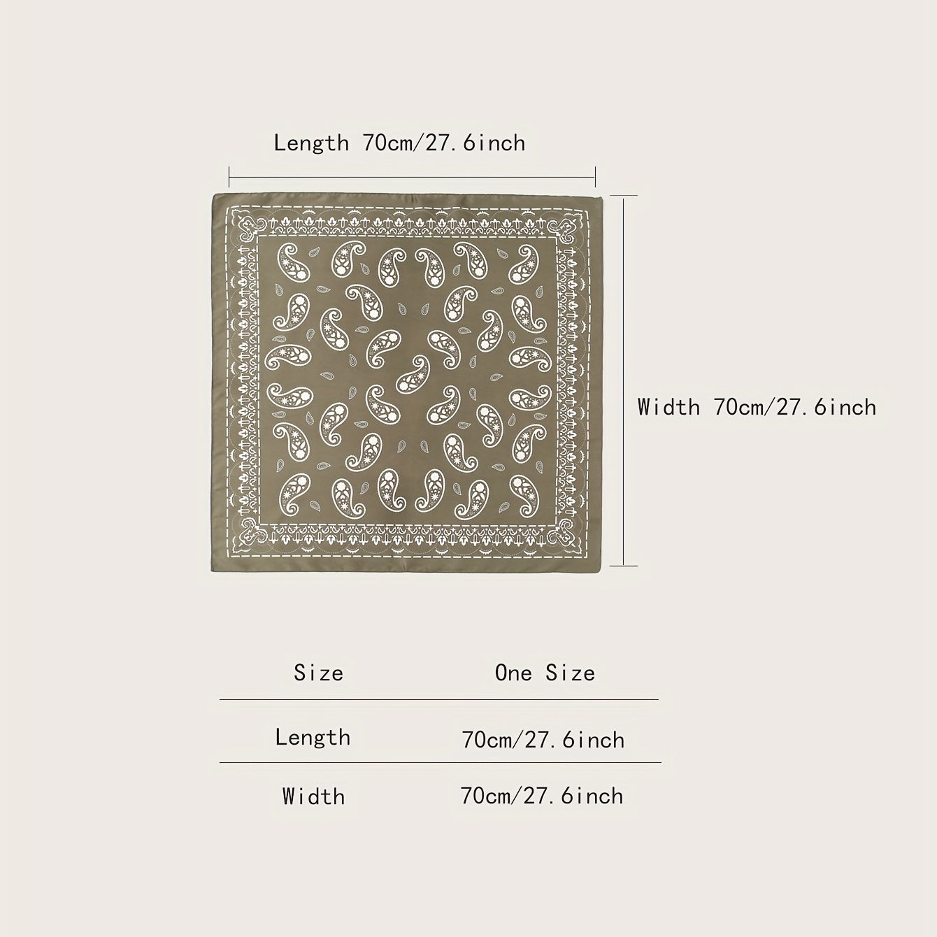 Dark Green Paisley Print Bandana Square Scarf Neckerchief