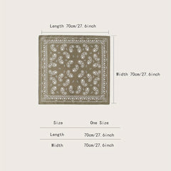 Dark Green Paisley Print Bandana Square Scarf Neckerchief