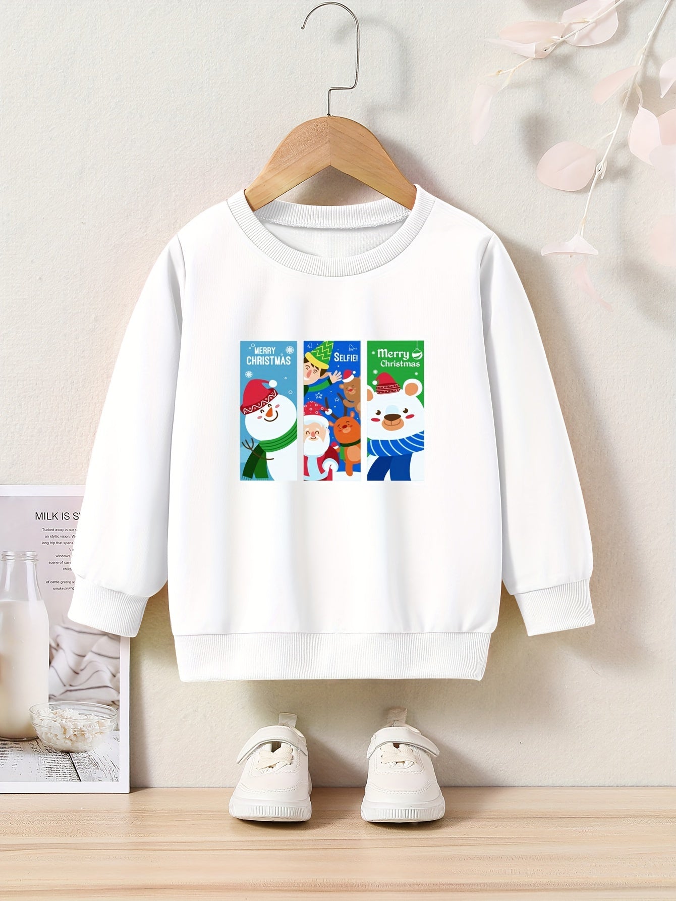 Cartoon Pattern Long Sleeve Pullover Girls Sweatshirt