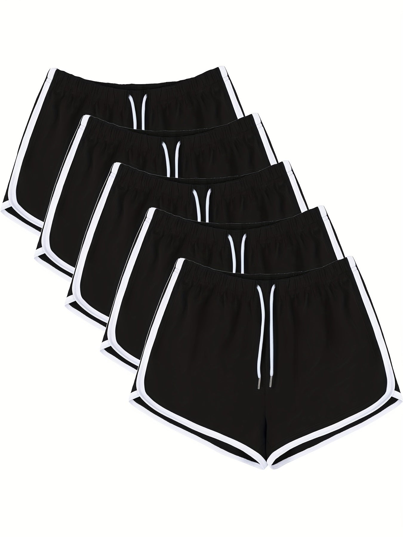 5pcs Women's Drawstring Yoga Shorts Comfortable and Breathable Activewear
