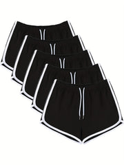 5pcs Women's Drawstring Yoga Shorts Comfortable and Breathable Activewear