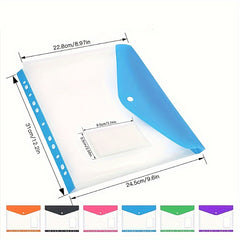 6pcs A4 Snap Button File Bag Plastic School Envelopes