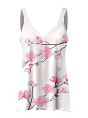 Leopard Print Cami Top V Neck Spaghetti Strap Summer Casual