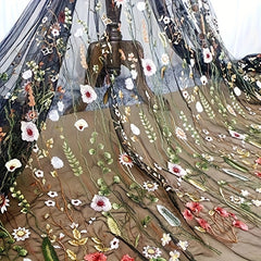 Floral Flower Embroidery Lace Fabric for DIY Wedding Dress Craft Home Decor