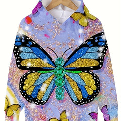 Sequin Butterfly Effect Hoodie Girls Long Sleeve Hooded Sweatshirt