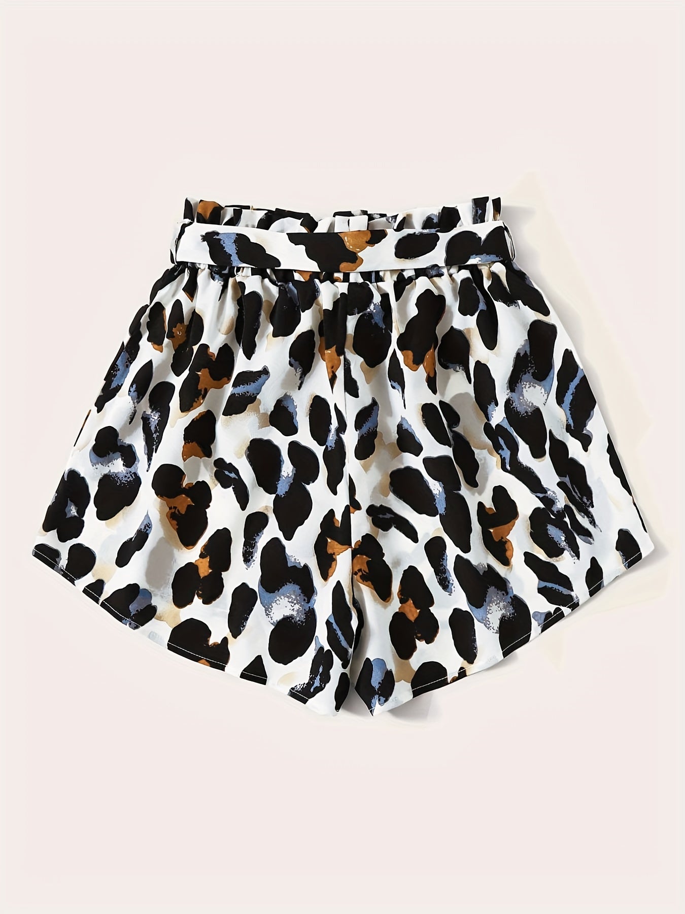 Leopard Print Tie Waist Shorts for Women