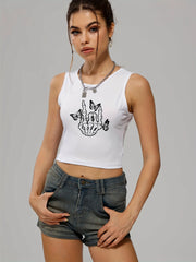 Skeleton Hand & Butterfly Tank Top