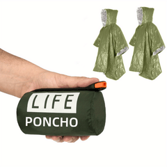 6pcs Emergency Rain Ponchos with Whistles & Storage Bag