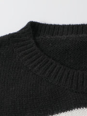 Casual Colorblock Plus Size Sweater Round Neck Jumper