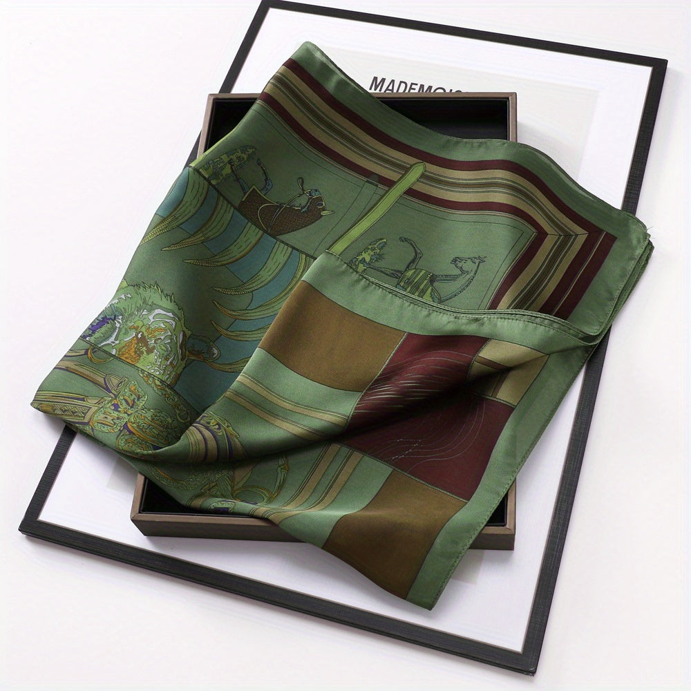 Classic Print Square Scarf Bandana Boho Satin Neckerchief Shawl Silk Head Wrap