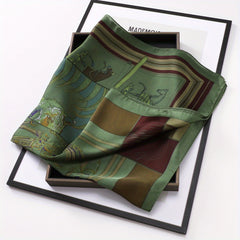 Classic Print Square Scarf Bandana Boho Satin Neckerchief Shawl Silk Head Wrap