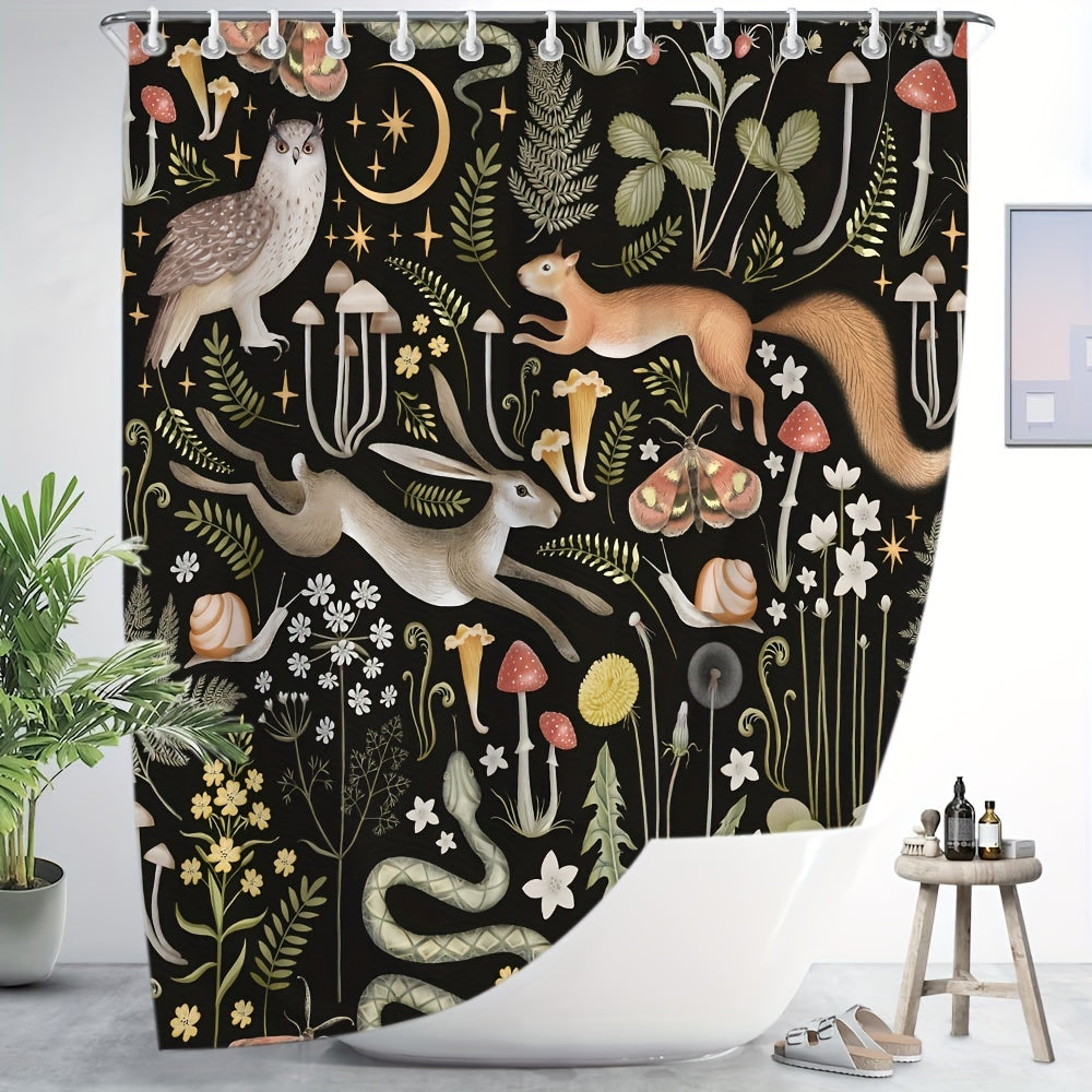 Animal Shower Curtain with Hooks Bathroom Decor 72x72in