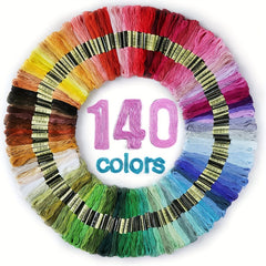 140pcs Rainbow Embroidery Floss Pack - Cross Stitch Threads Bracelet Yarn Craft