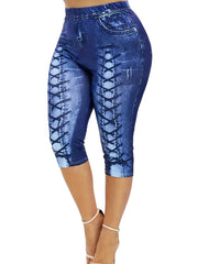 Graphic Print Short Jeggings Casual Slim Leggings Women's Clothing