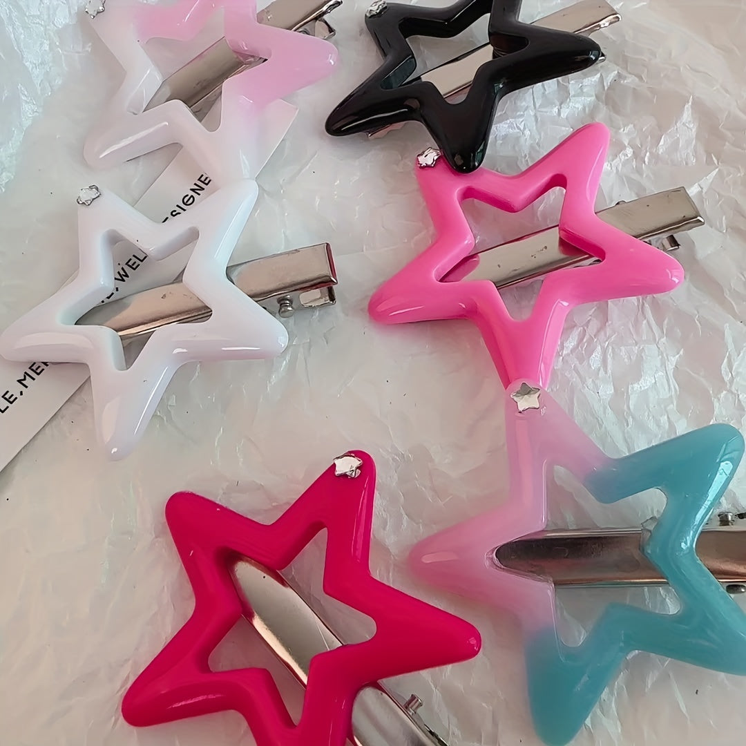 6pcs Star Hair Clips Decorative Hair Accessories for Girls