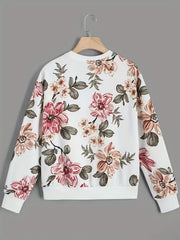 Floral Print Long Sleeve Crew Neck Sweatshirt for Women