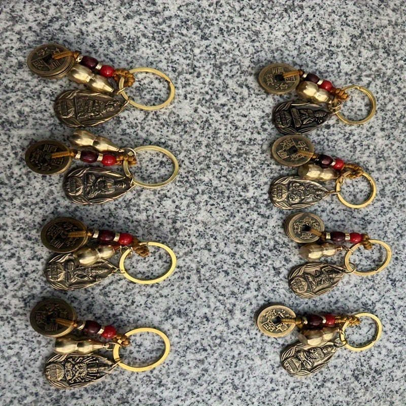 Buddha Brass Key Chain Gourd Fengshui Coin Pendant Keychain