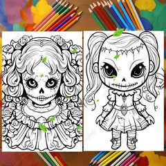 Deluxe Creepy Dolls Coloring Book for Adults - Gothic Cover - Halloween
