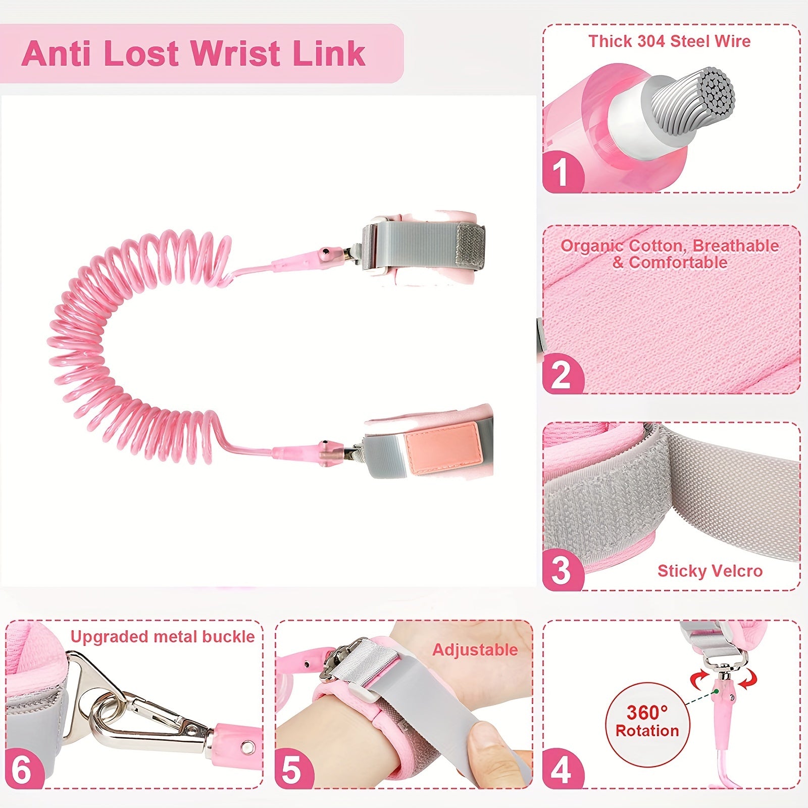 Toddler Harness Leash and Anti Lost Wrist Link for Kids Safety