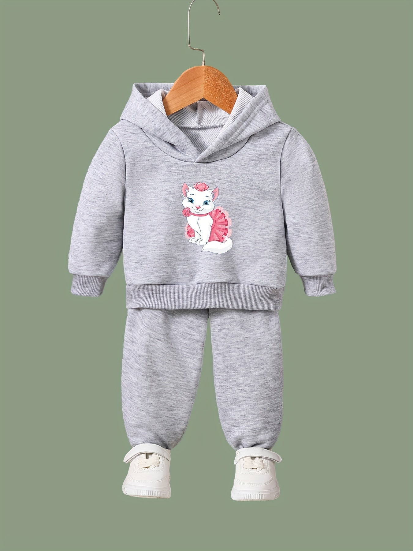 Cat Print 2pcs Girls Outfits For Sports Spring Fall Outdoor Gift