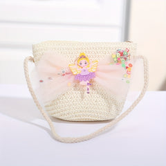 Handwoven Children's Fairy Bow Decor Crossbody Bag