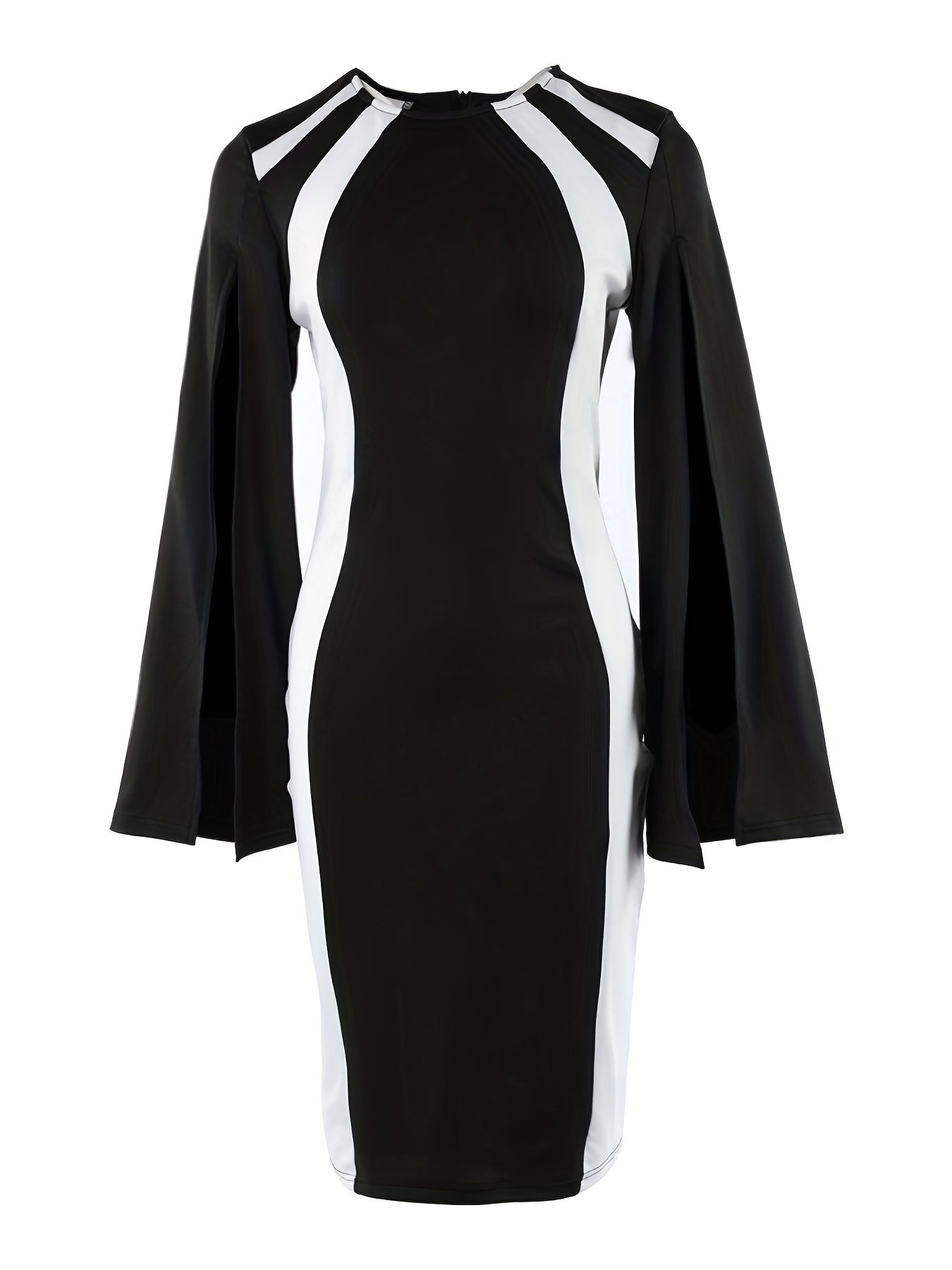 Cape Sleeve Dress Crew Neck Slim Dress for Spring & Summer