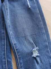 Girls Ripped Stretch Skinny Jeans Street Outfit