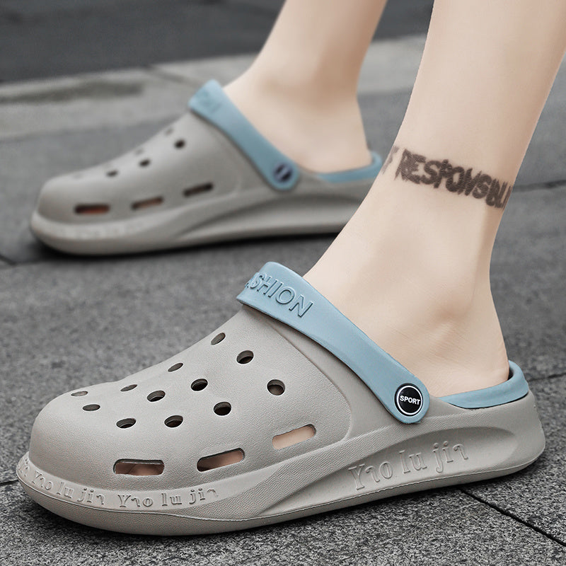 Men's Grey Non Slip Clog Sandals for Outdoor Beach Pool Garden