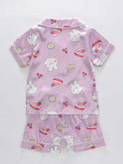 Toddler Girl's Cartoon Rabbit Satin Pajamas Set