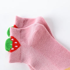 Girls Kids Socks Cartoon Fruit Pattern 5 Pairs