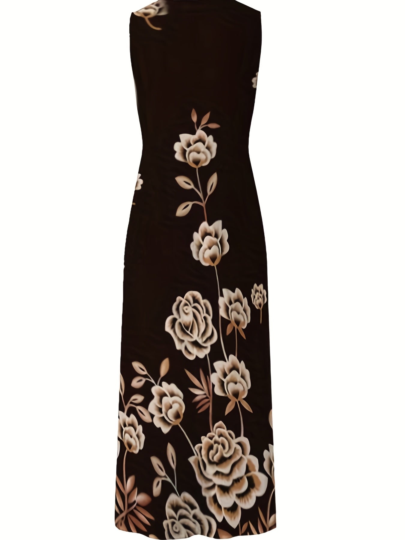 Floral Print V Neck Dress Sleeveless Summer Women's Clothing