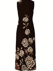 Floral Print V Neck Dress Sleeveless Summer Women's Clothing