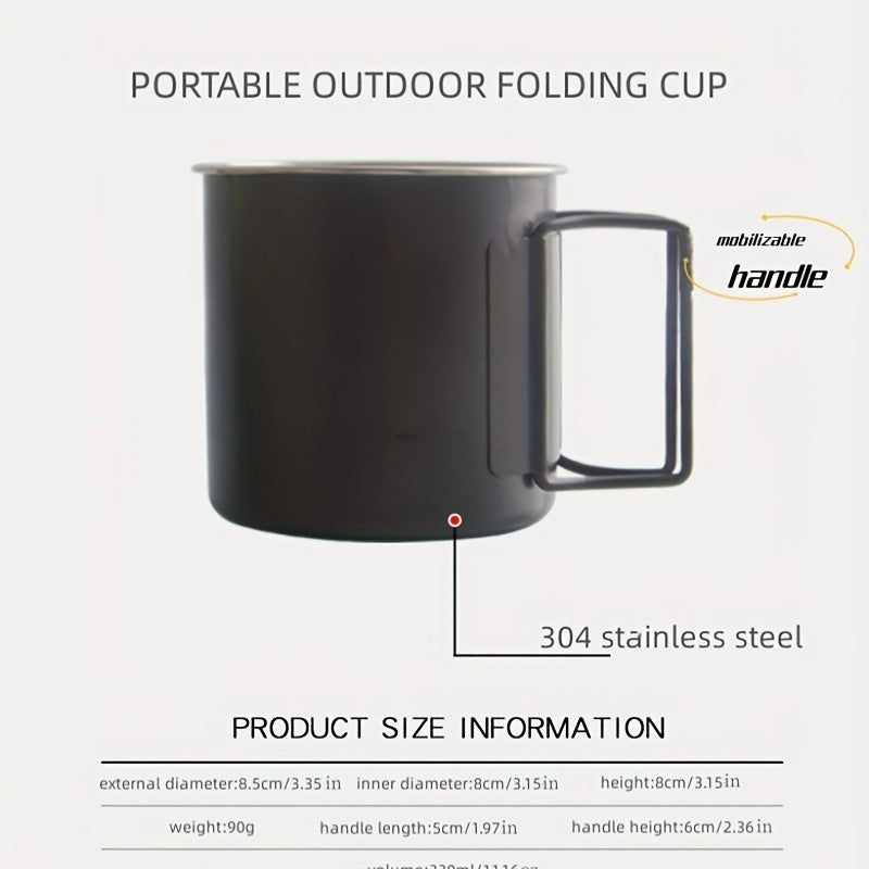 Stainless Steel Mug with Foldable Handle for Outdoor Adventures