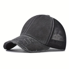 Unisex Ripped Baseball Cap Washed Street Wear Peaked Hat