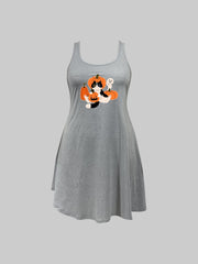 Halloween Nightdress Women's Cat & Pumpkin & Ghost Print Tank