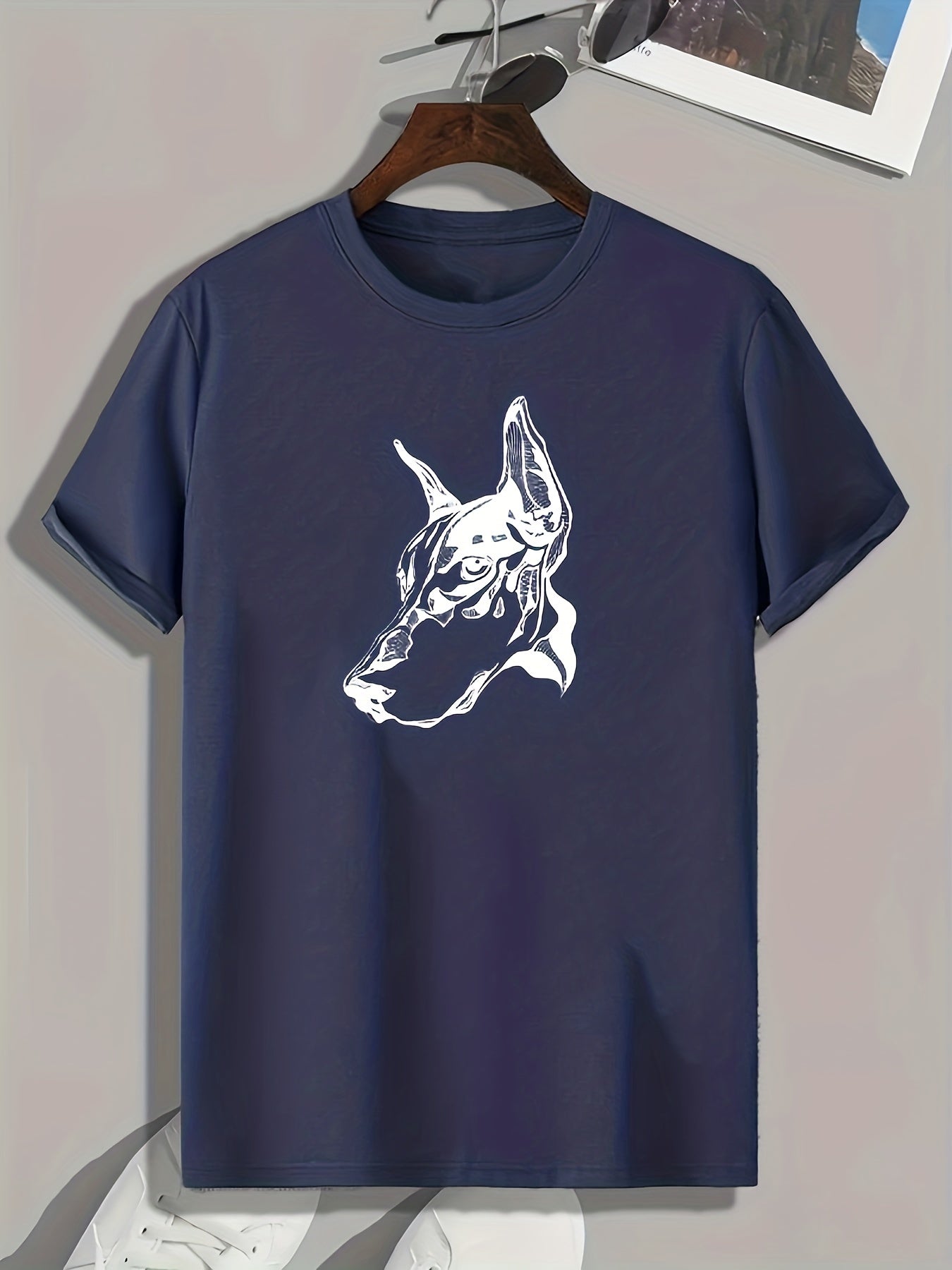 Dog Head Print Men's Graphic T shirt Casual Comfy Tees For Summer