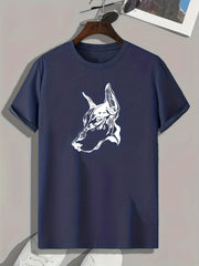 Dog Head Print Men's Graphic T shirt Casual Comfy Tees For Summer