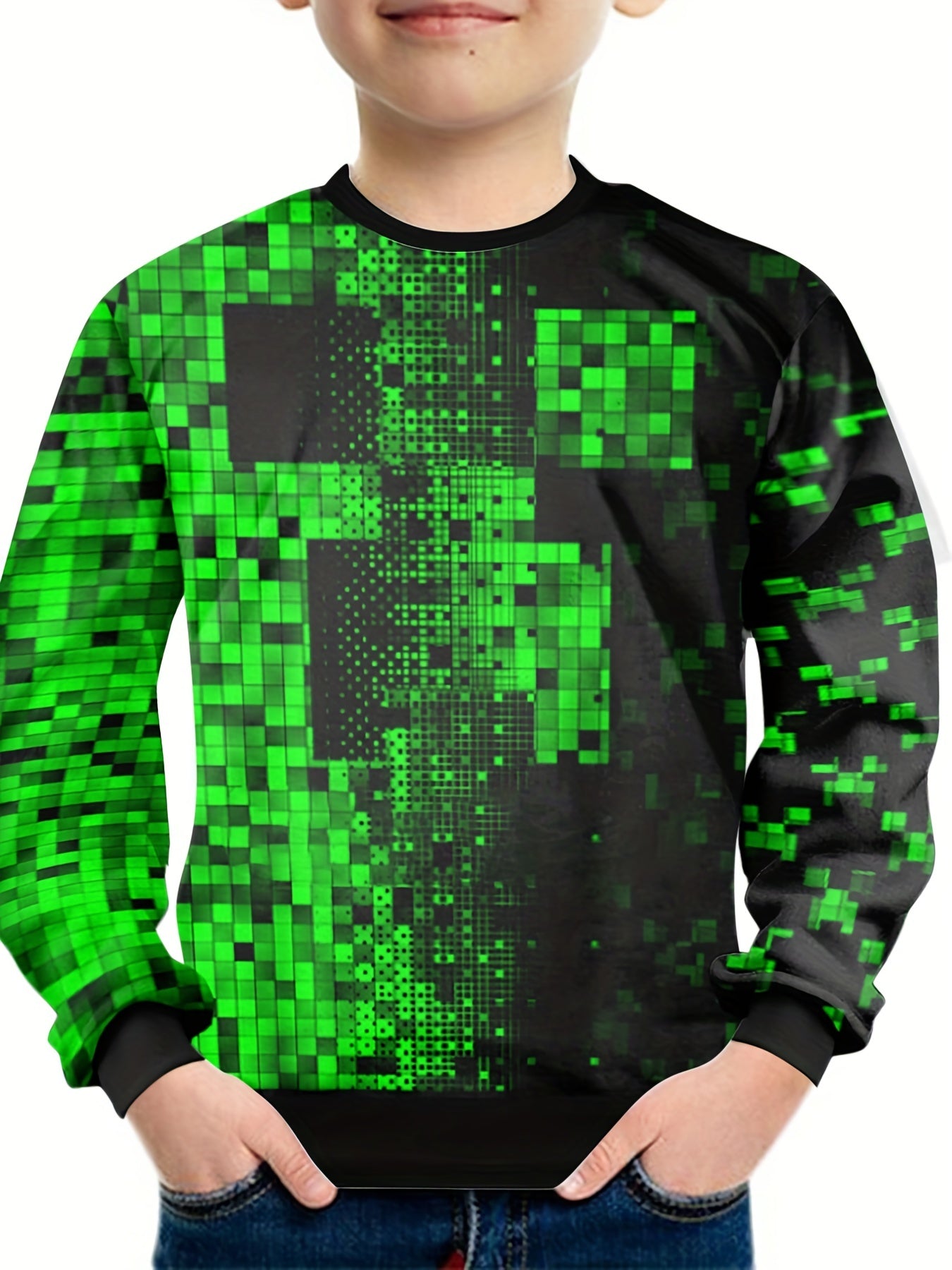 Teens Geo Optical Illusion 3D Print Sweatshirt Kids Casual Pullover