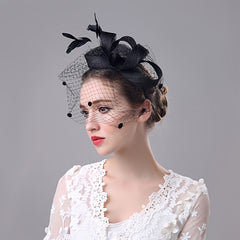 Women Vintage Hats 20s Fascinator Hat Feather Mesh Veil Fascinator Hat Feathers